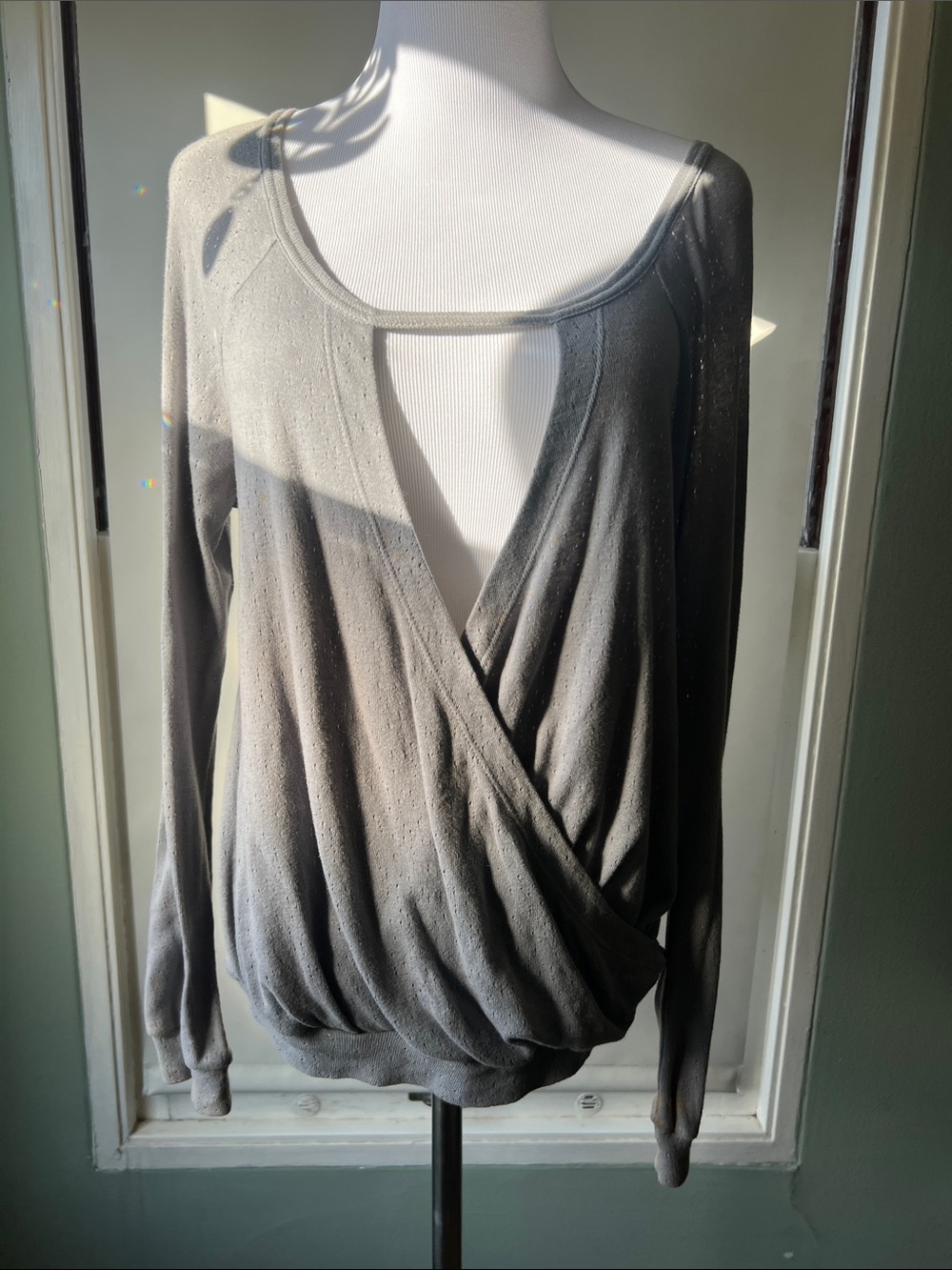 Marc Jacobs Long Sleeve Shirt Gray Perforated Small
